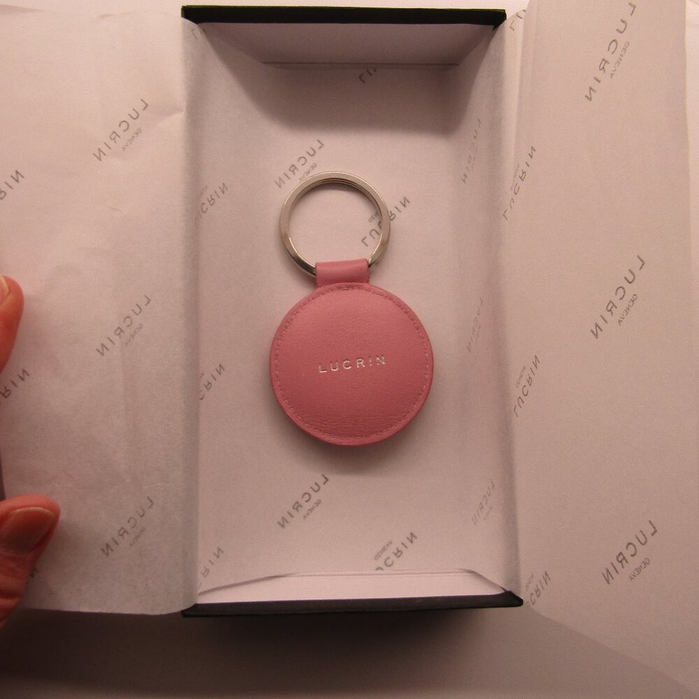 LUCRIN Pink Leather Key Fob--Brand New In Gift Box